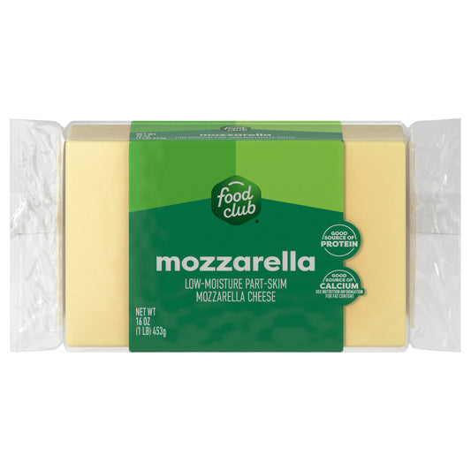 Food Club Low-Moisture Part-Skim Mozzarella Cheese 16 oz