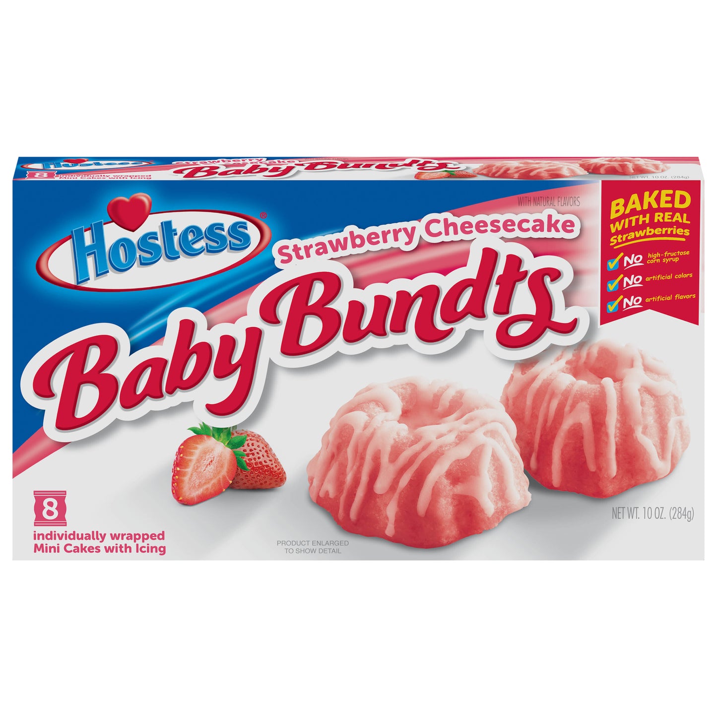 HOSTESS Strawberry Cheesecake BABY BUNDTS, Baked with Real Strawberries and natural flavors, 8 Count , 10 oz