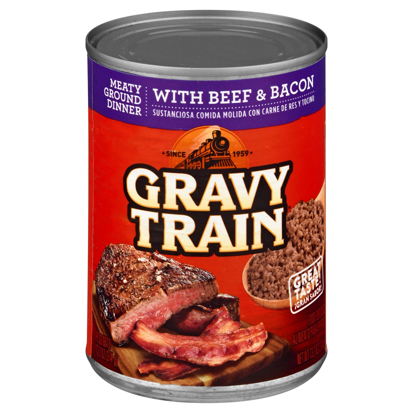 Gravy Train Meaty Ground Dinner with Beef & Bacon Food for Dogs 13.2 oz