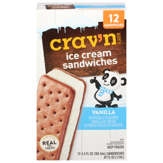 Crav'n Flavor Vanilla Ice Cream Sandwiches 12 ea