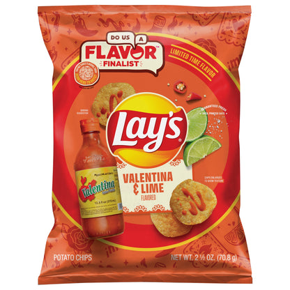 Lay's Potato Chips Valentina & Lime Flavored 2 1/2 Oz