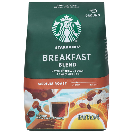 Starbucks Medium Roast Ground 100% Arabica Breakfast Blend Coffee 12 oz