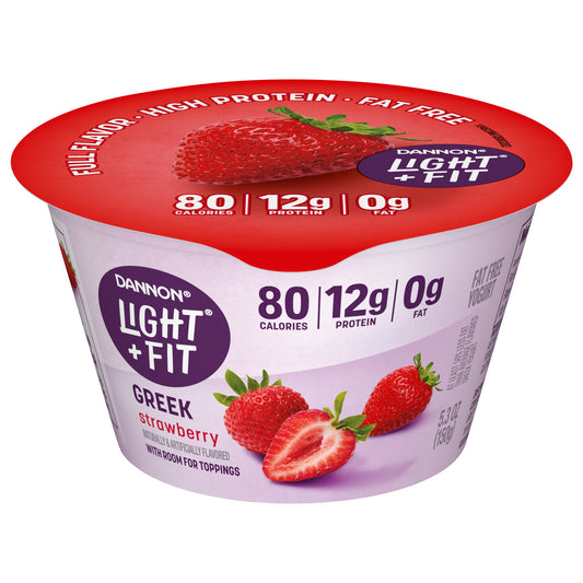 Dannon Light + Fit Strawberry Greek Nonfat Yogurt, 5.3 OZ Yogurt Cup