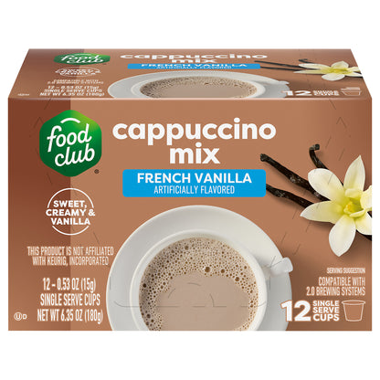 Food Club French Vanilla Cappuccino Mix 12 - 0.53 oz Single Serve Cups