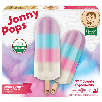 JonnyPops Organic Cotton Candy Cloud Water Pops 8 PK