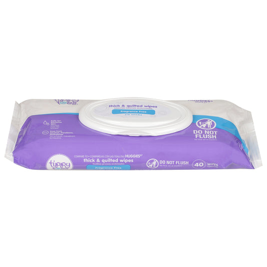 Tippy Toes Thick & Quilted Fragrance Free Wipes 40 Each