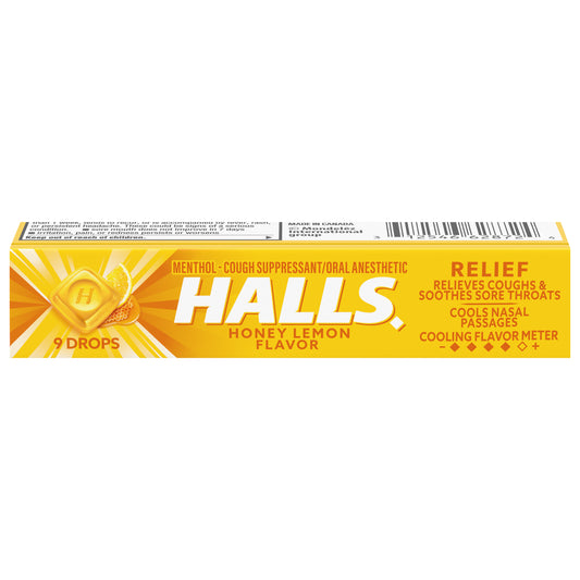 Halls Relief Honey Lemon Flavor Cough Drops 9 ea