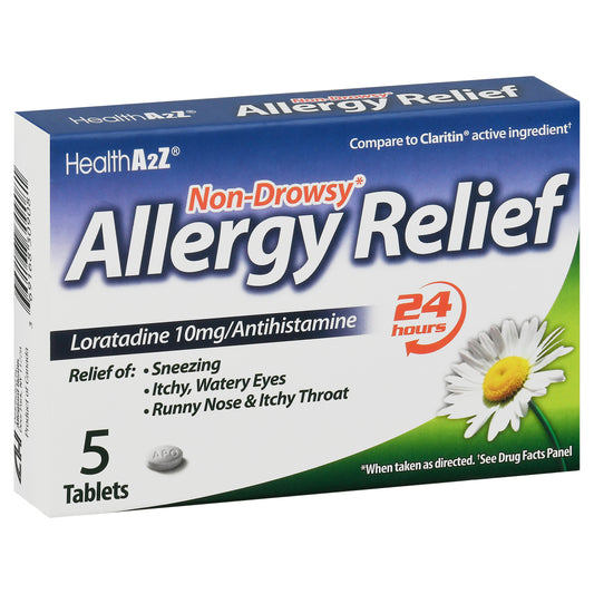 HealthA2Z Tablets 10 mg Non-Drowsy Allergy Relief 5 Tablets
