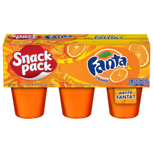 Snack Pack Fanta Orange Flavored Juicy Gels, 6 Count Snack Cups