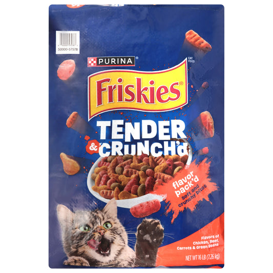 Friskies Tender & Crunch'd Chicken, Beef, Carrots & Green Beans Cat Food 16 lb
