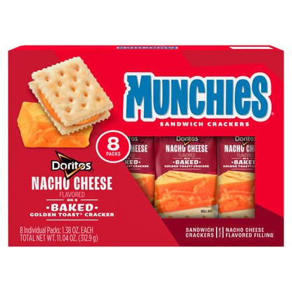 Munchies Doritos Sandwich Crackers Nacho Cheese Flavored 1.38 Oz, 8 Count