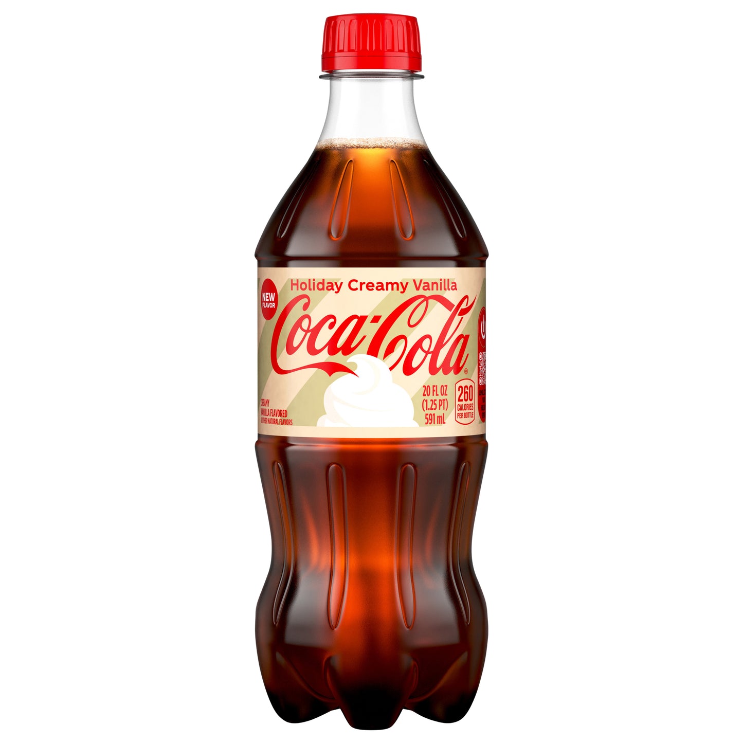 Coca-Cola Holiday Creamy Vanilla Bottle, 20 fl oz