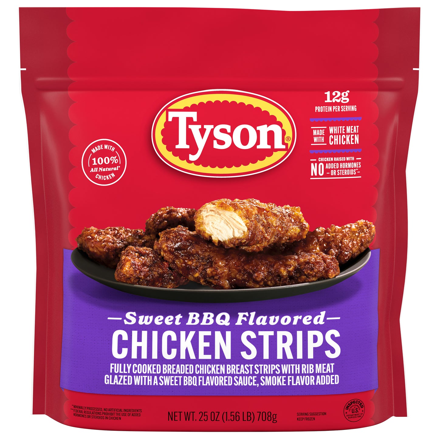 Tyson Frozen Sweet BBQ Flavored Chicken Strips, 1.56 lb Bag