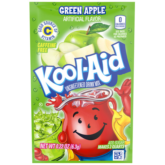 Kool-Aid Sweetened Green Apple Powdered Drink Mix, Caffeine Free, 0.22 oz Packet