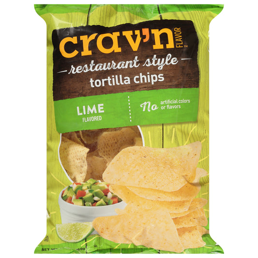 Crav'n Flavor Restaurant Style Lime Flavored Tortilla Chips 13 oz