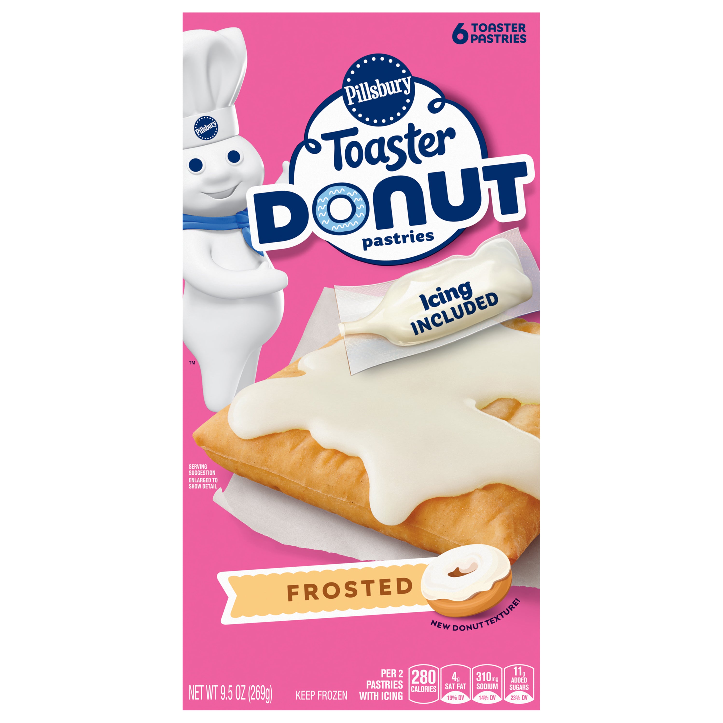 Pillsbury Toaster Donut Pastries, Frosted Frozen Pastries, 6 Count, 9 ...