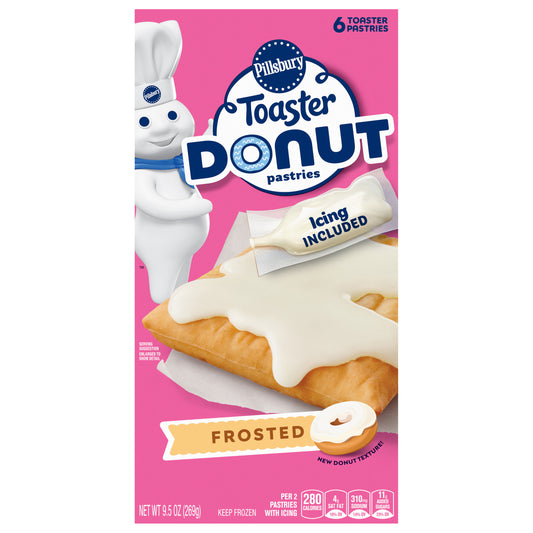 Pillsbury Toaster Donut Pastries, Frosted Frozen Pastries, 6 Count, 9.5 oz