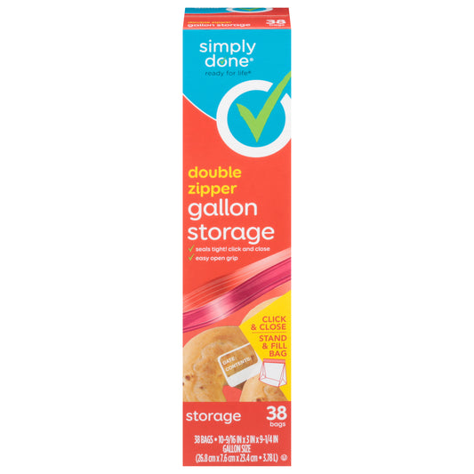 Simply Done Gallon Double Zipper Storage Bags 38 ea