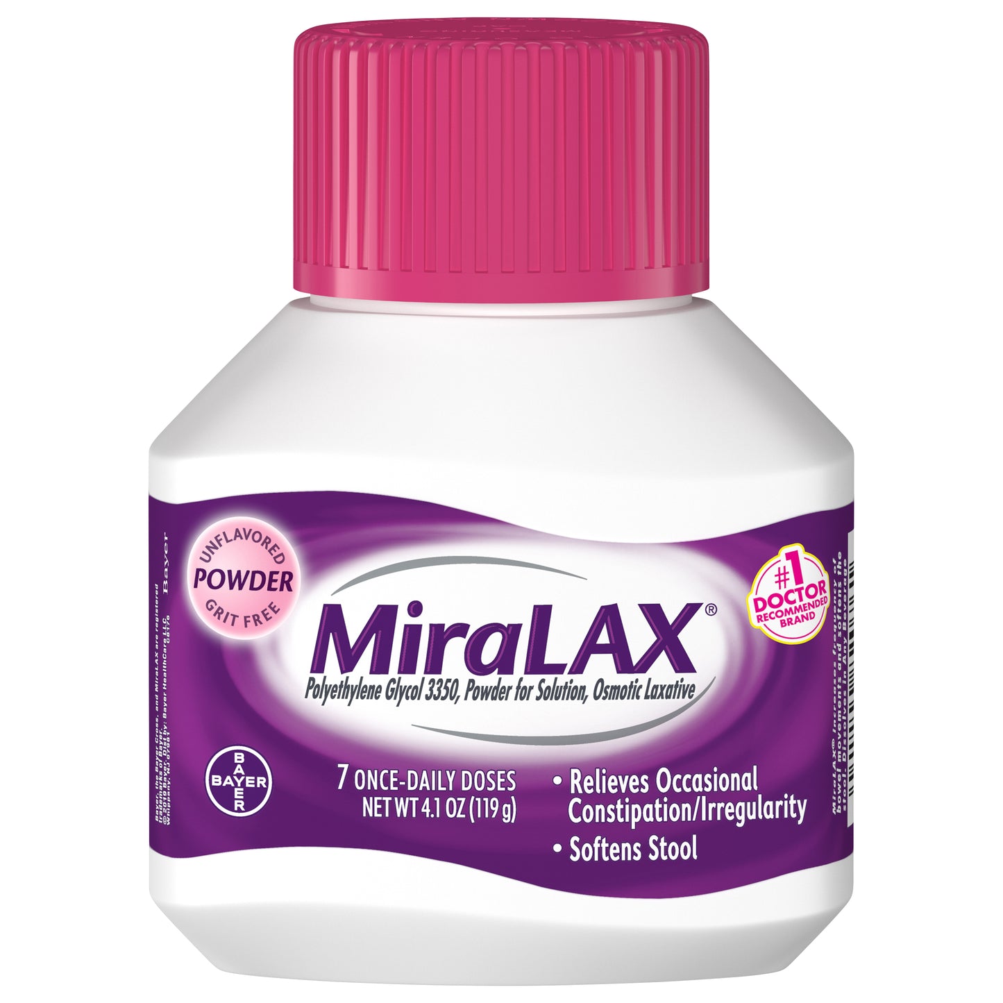 Miralax Powder Unflavored Osmotic Laxative 4.1 oz Bottle