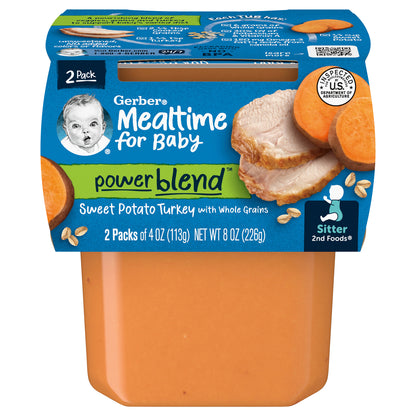 Gerber 2nd Foods  Mealtime For Baby Sweet Potato Turkey With Whole Grains 2 - 4 Oz Tubs