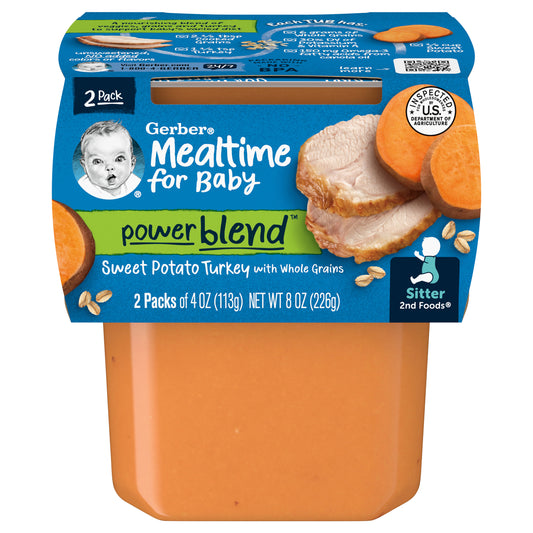 Gerber 2nd Foods  Mealtime For Baby Sweet Potato Turkey With Whole Grains 2 - 4 Oz Tubs