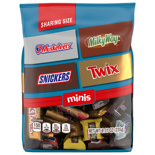 MARS Chocolate Favorites (SNICKERS, TWIX, 3 MUSKETEERS & MILKY WAY) Minis Size Candy Bars Assorted Variety Mix, 8.31 Ounce Bag (Packaging may vary)
