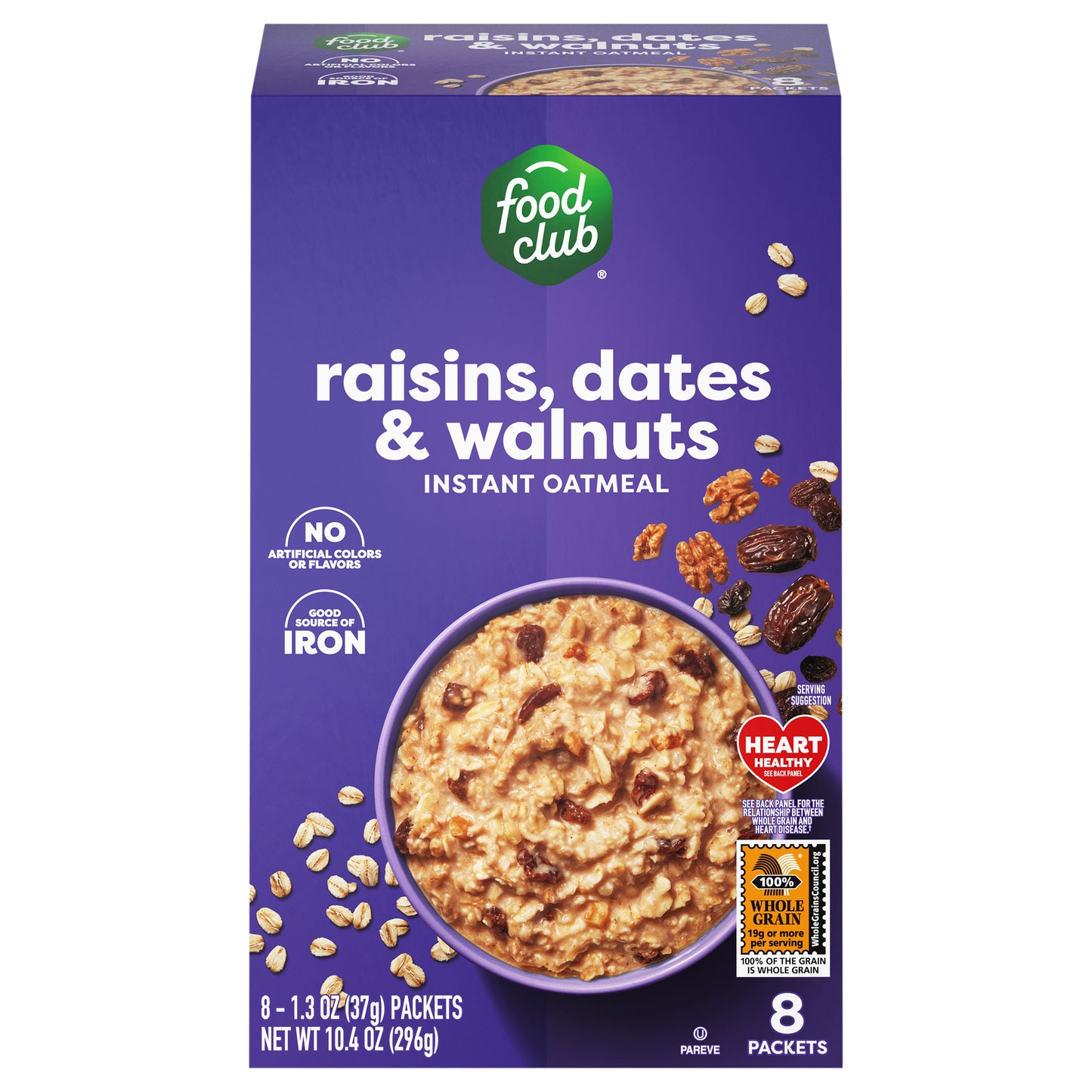 Food Club Raisins, Dates & Walnuts Instant Oatmeal 8 ea