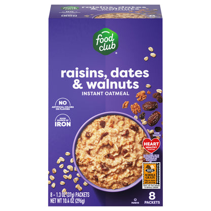 Food Club Raisins, Dates & Walnuts Instant Oatmeal 8 ea