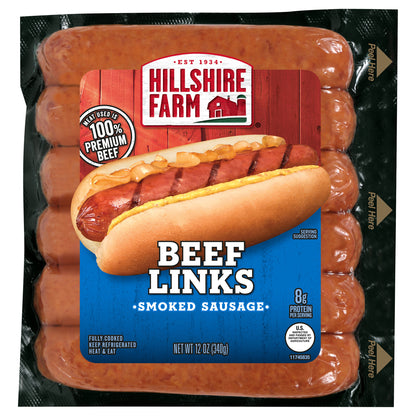 Hillshire Farm Beef Smoked Sausage, 6 Links, 12 oz