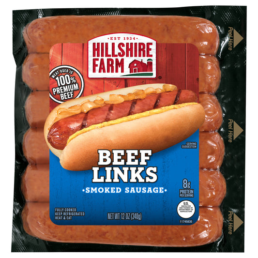 Hillshire Farm Beef Smoked Sausage, 6 Links, 12 oz