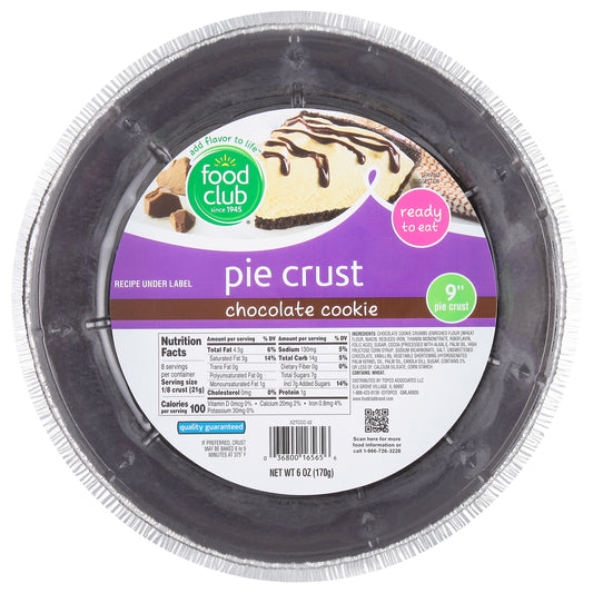 Food Club Chocolate Cookie Pie Crust 6 oz