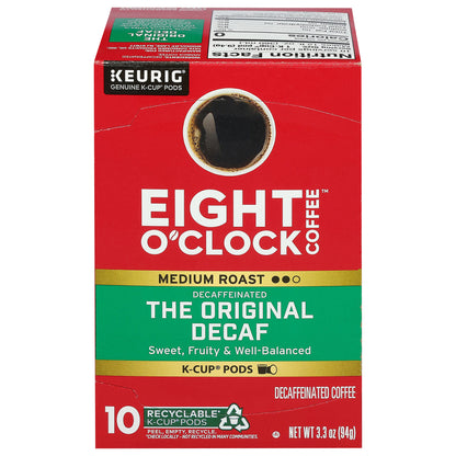 Eight O'Clock Coffee Decaffeinated Medium Roast The Original Coffee 10 K-Cup Pods