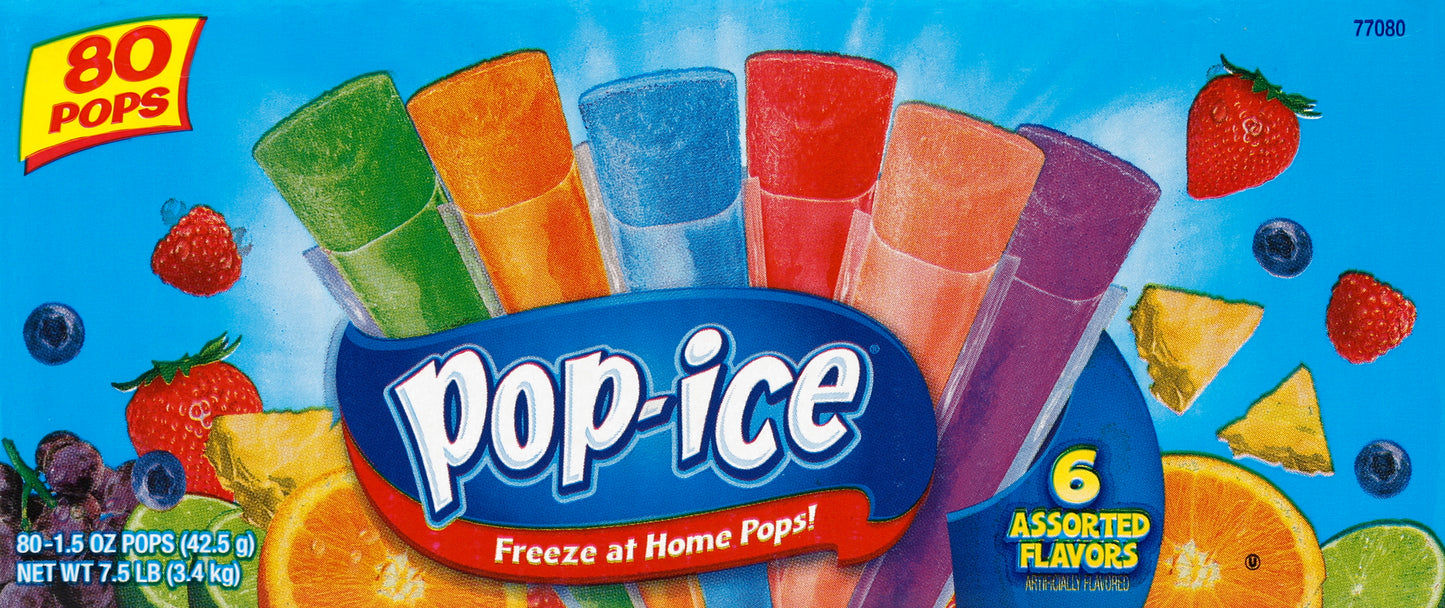 Pop-Ice POP-ICE ASST 6 FLAVOR POPS 80 CT
