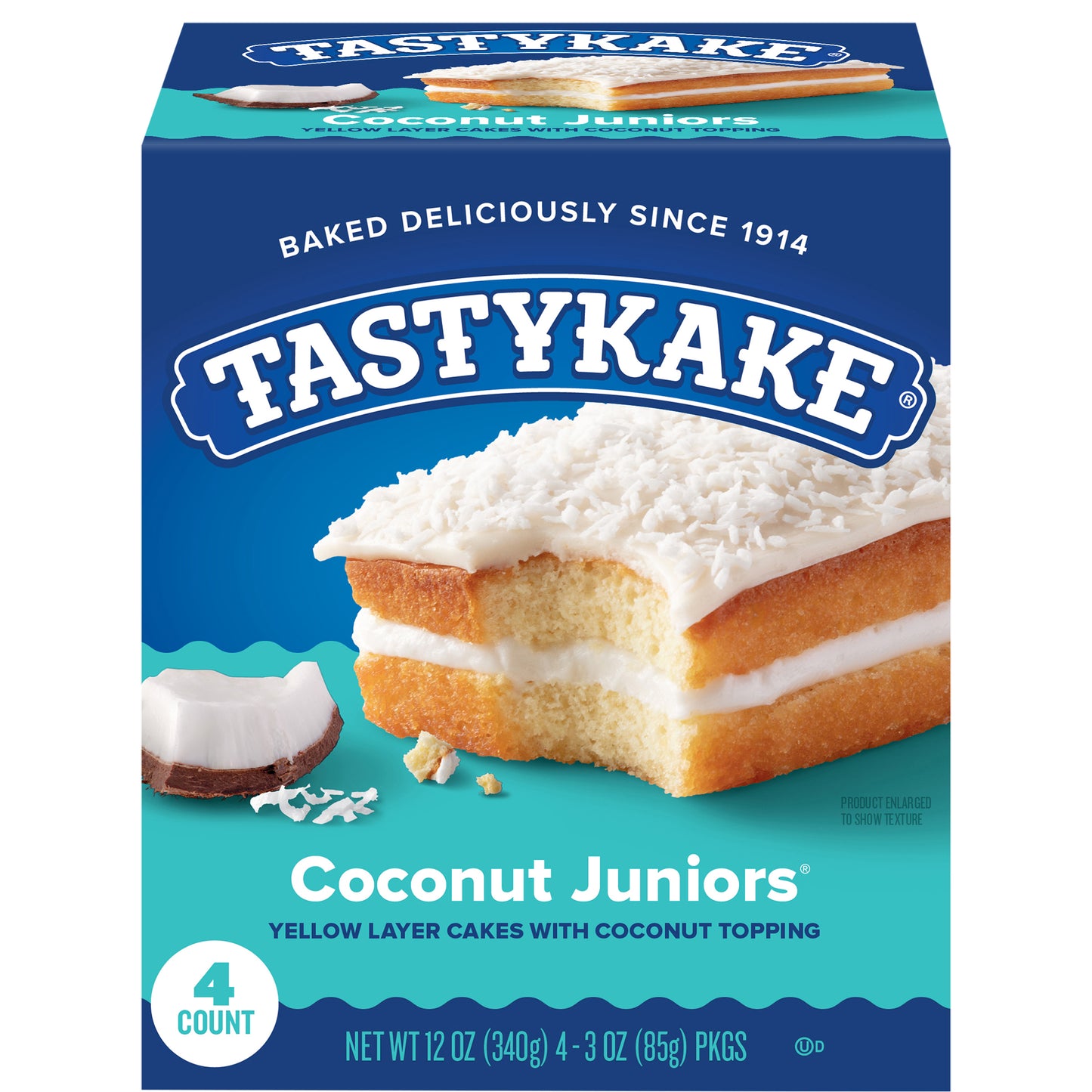 Tastykake Coconut Juniors, 4 Count, 4 Individually Wrapped Coconut Topped Snack Cakes
