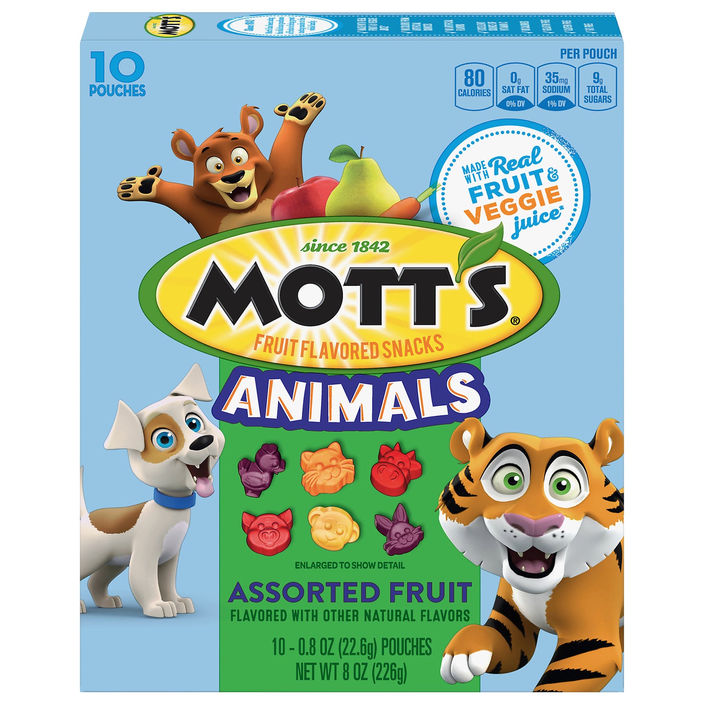 Mott's Animals Fruit Snacks, Assorted Fruit, 8 oz, 10 ct