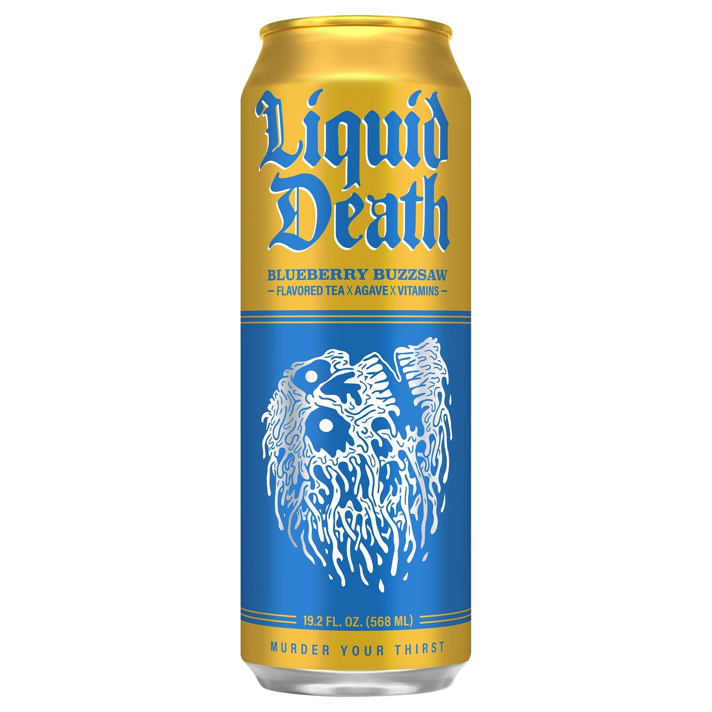 Liquid Death, Blueberry Buzzsaw Iced Tea, Blueberry Flavored Black Tea