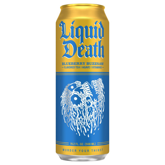Liquid Death, Blueberry Buzzsaw Iced Tea, Blueberry Flavored Black Tea