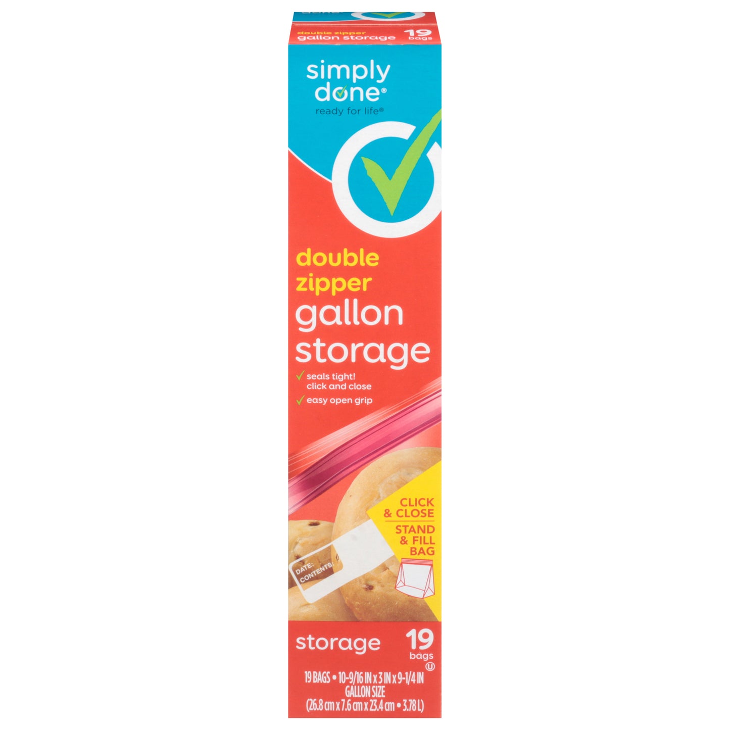 Simply Done Gallon Double Zipper Storage Bags 19 ea