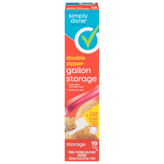 Simply Done Gallon Double Zipper Storage Bags 19 ea