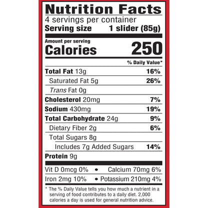 TGI Fridays® Cheeseburger Sliders with Sweet & Smoky BBQ Sauce 12 oz. Box