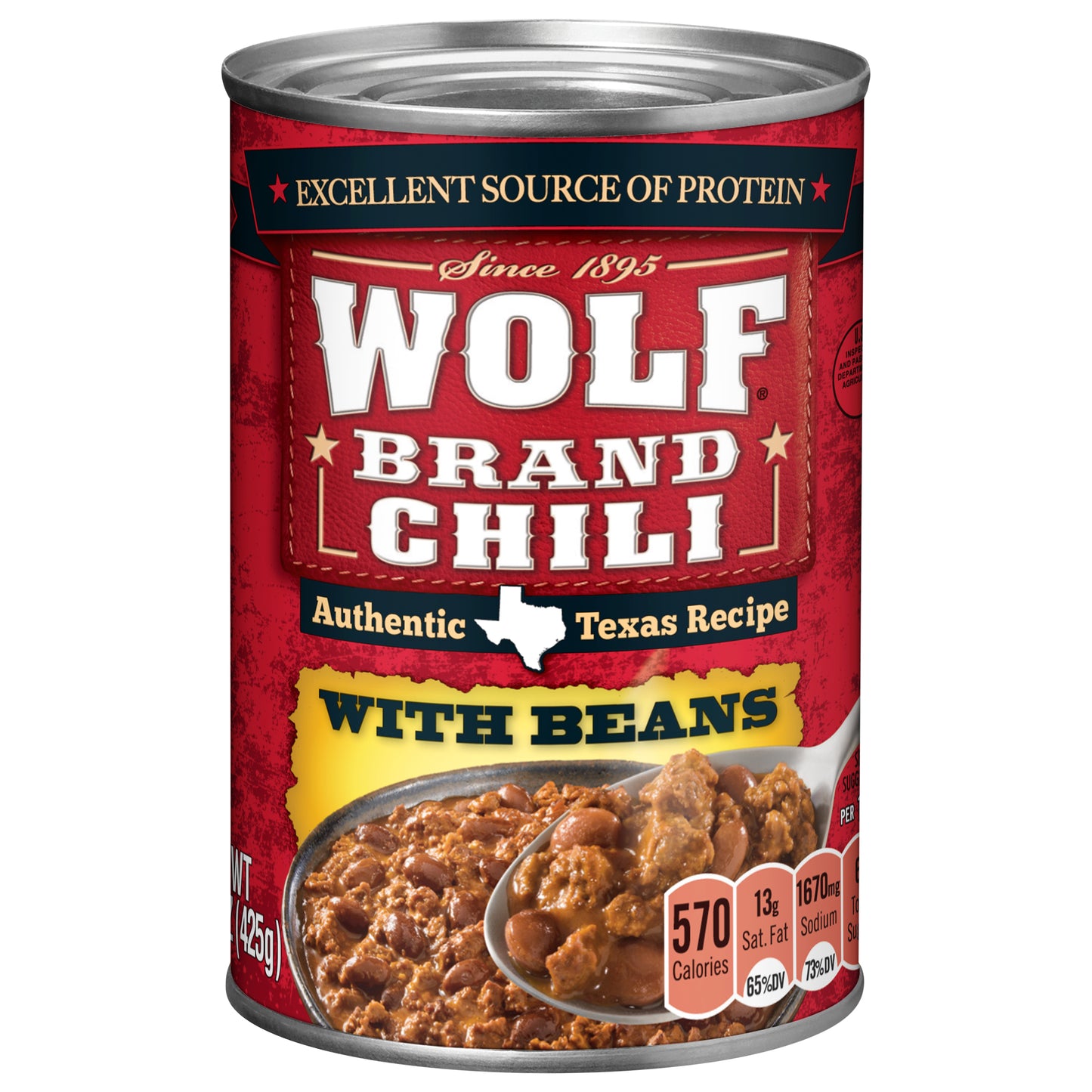 WOLF BRAND Chili With Beans, 15 oz.