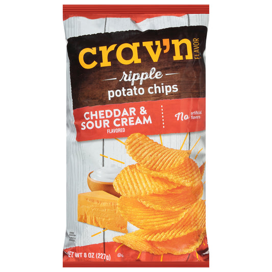 Crav'n Flavor Ripple Cheddar & Sour Cream Potato Chips 8 oz