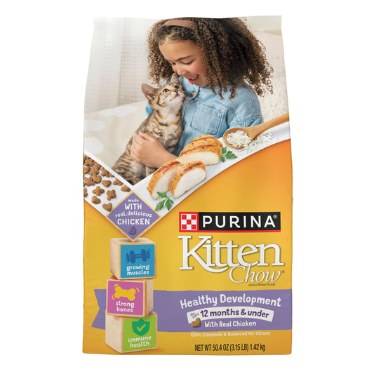 Purina Kitten Chow Kitten Food Healthy Development with Real Chicken Dry Kitten Food - 3.15 lb. Bag
