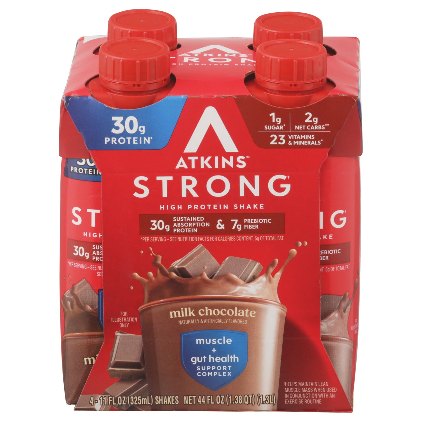 Atkins Strong Muscle + Gut Health Milk Chocolate Protein Shake 4 - 11 fl oz Shakes