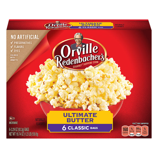 Orville Redenbacher's Ultimate Butter Popcorn, 3.29 Ounce Classic Bag, 6-Count, Pack of 6