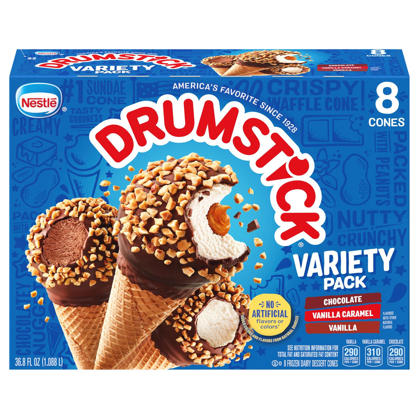 Drumstick® Chocolate Vanilla Caramel Vanilla Variety Frozen Dairy Dessert Cones
