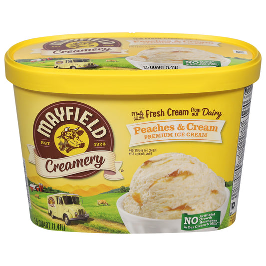 Mayfield Creamery Premium Peaches & Cream Ice Cream 1.5 qt