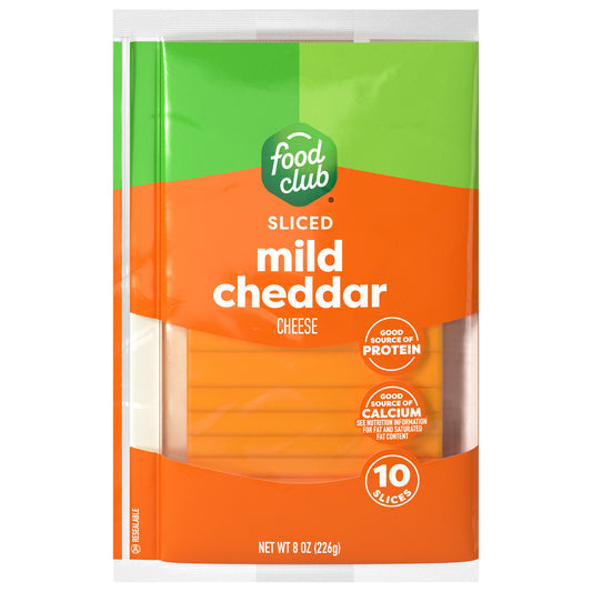Food Club Sliced Mild Cheddar Cheese 10 ea