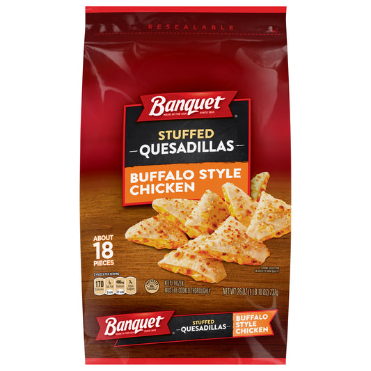 Banquet Buffalo-Style Chicken Stuffed Quesadillas Frozen Snack, 26 Ounce