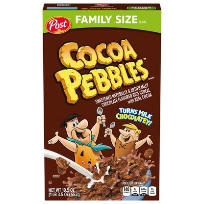 Cocoa Pebbles Chocolate Flavored Cereal Family Size 19.5 oz